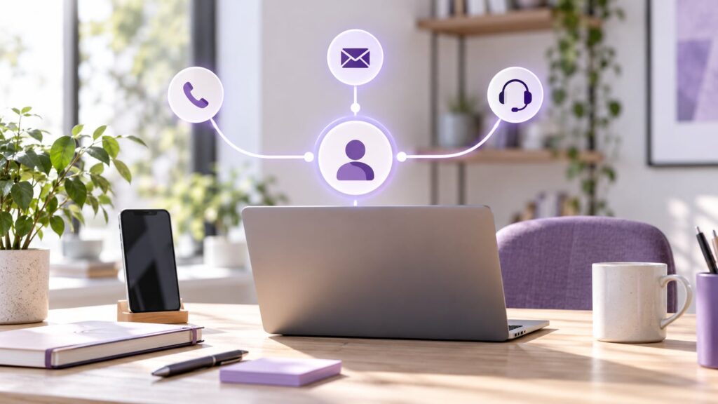 Ilustração editorial sobre Como integrar CRM, e-mail e canais de atendimento