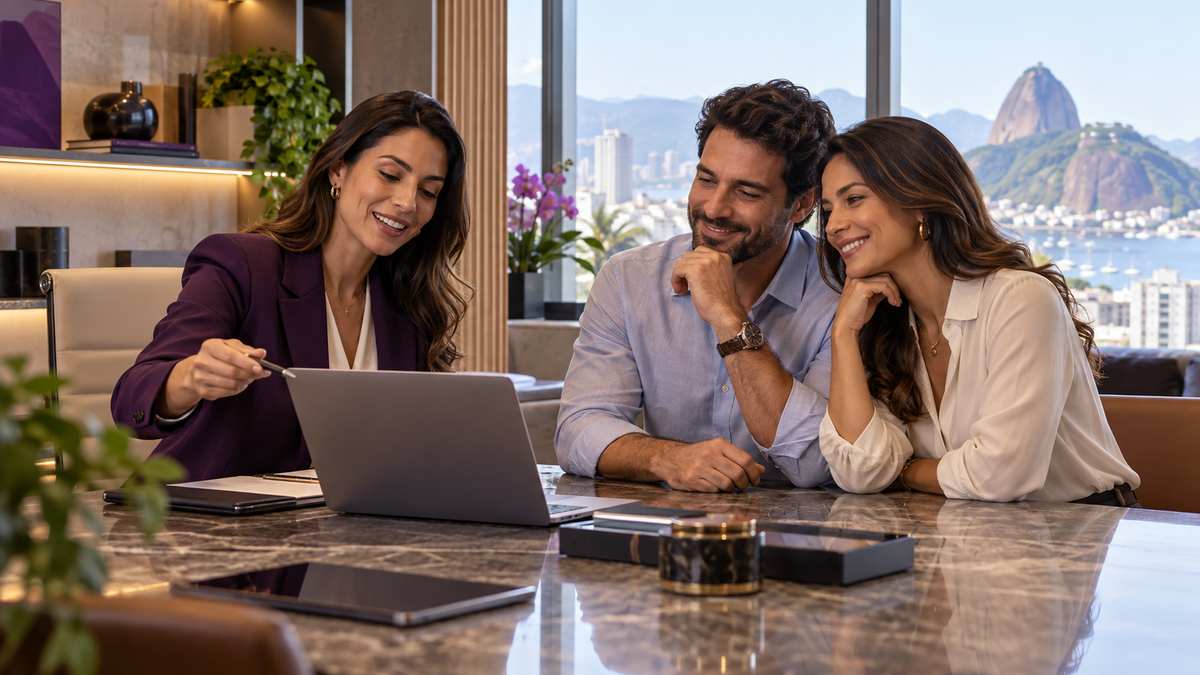 Equipe profissional de assessorias de investimento conversando e organizando uma oportunidade comercial.