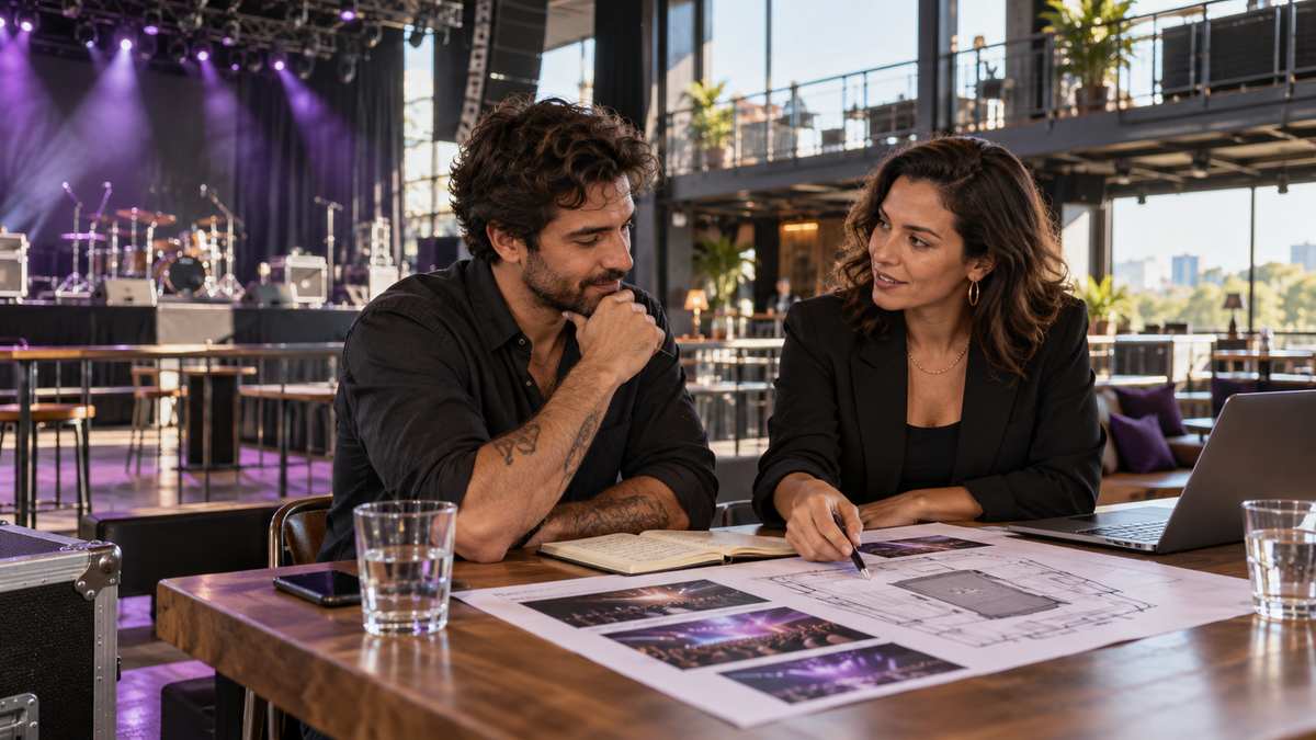 Equipe profissional de bares e casas noturnas conversando e organizando uma oportunidade comercial.
