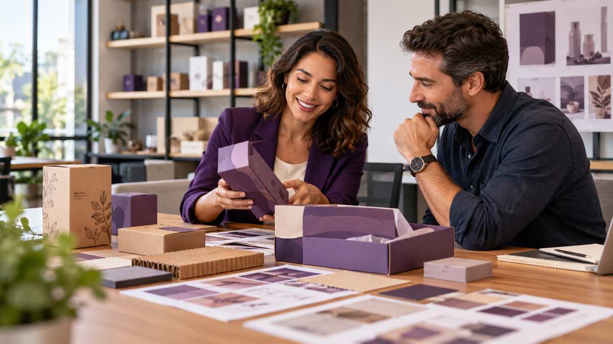 Equipe profissional de empresas de embalagens conversando e organizando uma oportunidade comercial.