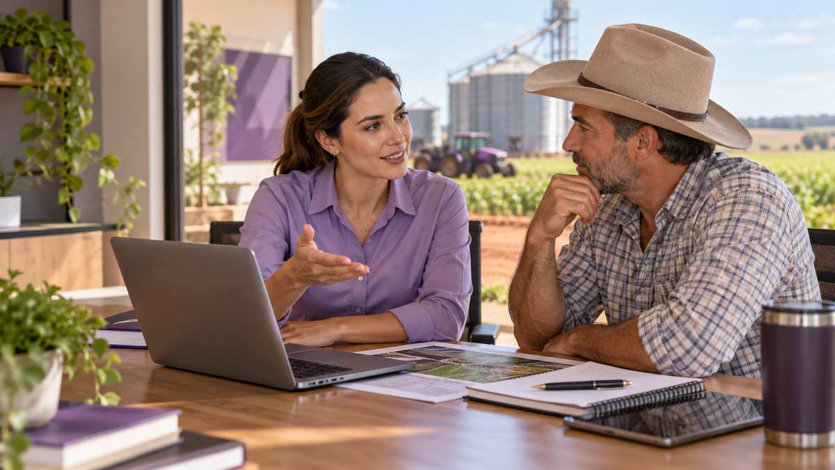 Equipe profissional de empresas do agronegócio conversando e organizando uma oportunidade comercial.